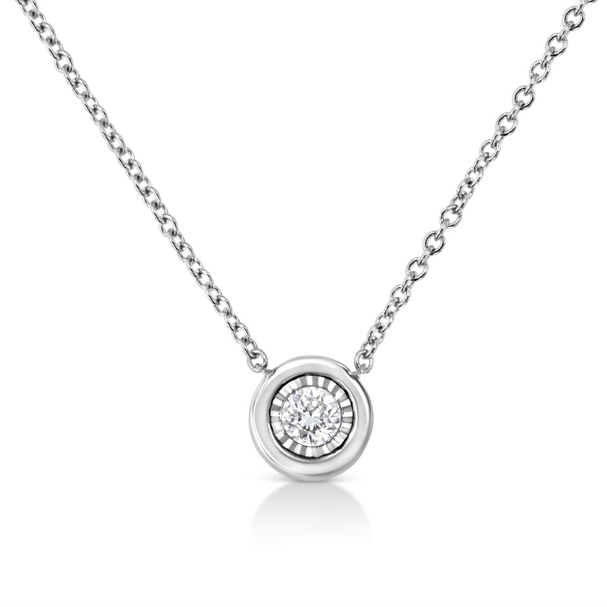 10K White Gold 1/10 Cttw Miracle Set Round-Cut Diamond Square Shape 18