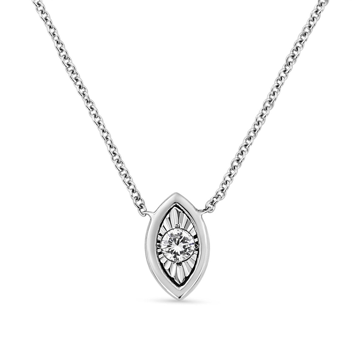 10K White Gold 1/10 Cttw Miracle Set Round-Cut Diamond Square Shape 18