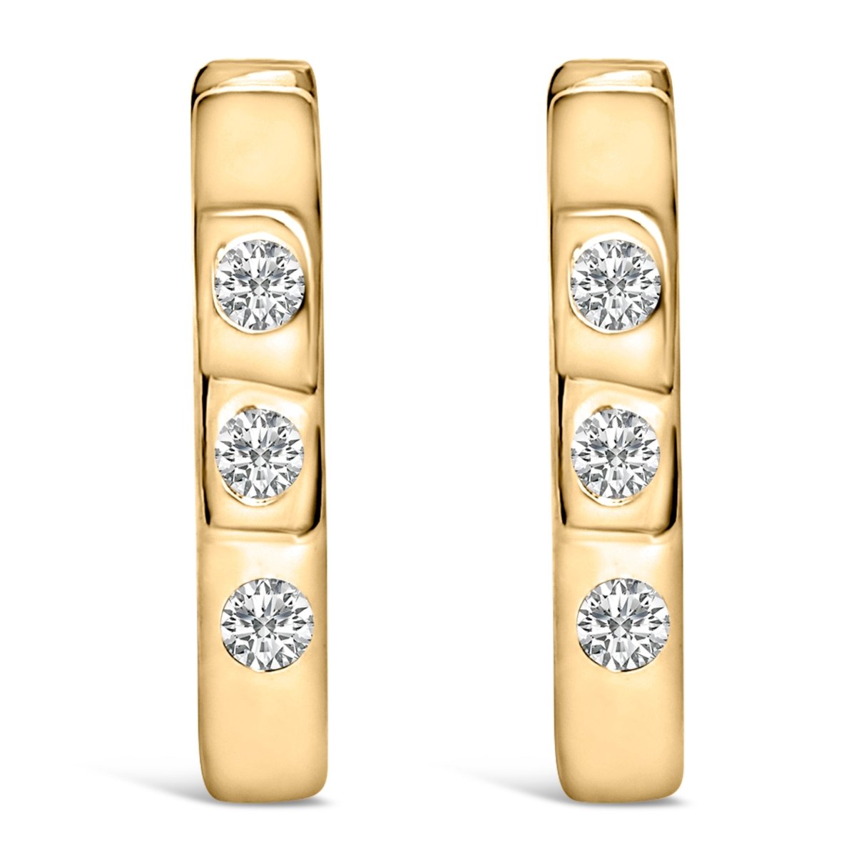 10K White Gold 1/10 Cttw Three Stone Lab Grown Diamond Oval Huggies Hoop Earrings - Earrings - Custom Crafting Alliance, LLC