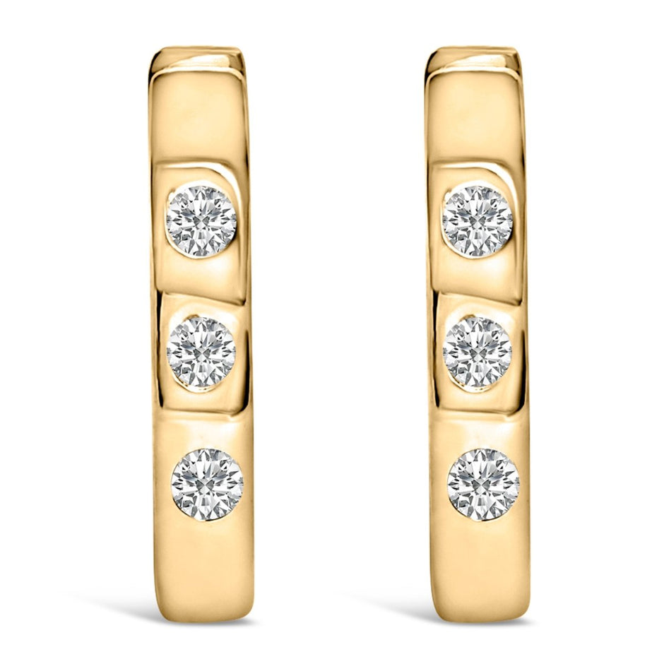 10K White Gold 1/10 Cttw Three Stone Lab Grown Diamond Oval Huggies Hoop Earrings - Earrings - Custom Crafting Alliance, LLC