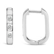 10K White Gold 1/10 Cttw Three Stone Lab Grown Diamond Oval Huggies Hoop Earrings - Earrings - Custom Crafting Alliance, LLC