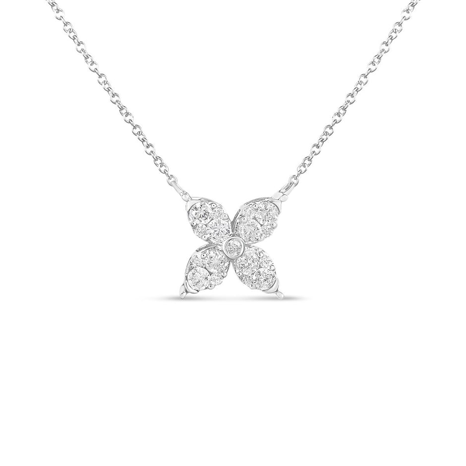 10K White Gold 1/2 Cttw Brilliant Round Diamond Marquise Shaped 4 Leaf Clover Adjustable 16-18" Inch Pendant Necklace (I-J Color, I1-I2 Clarity) - Necklaces - Custom Crafting Alliance, LLC