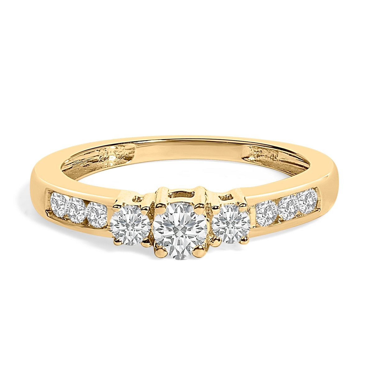 10K White Gold 1/2 Cttw Diamond Three Stone Ring - Rings - Custom Crafting Alliance, LLC