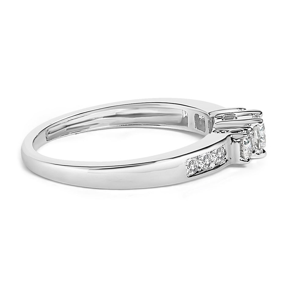 10K White Gold 1/2 Cttw Diamond Three Stone Ring - Rings - Custom Crafting Alliance, LLC