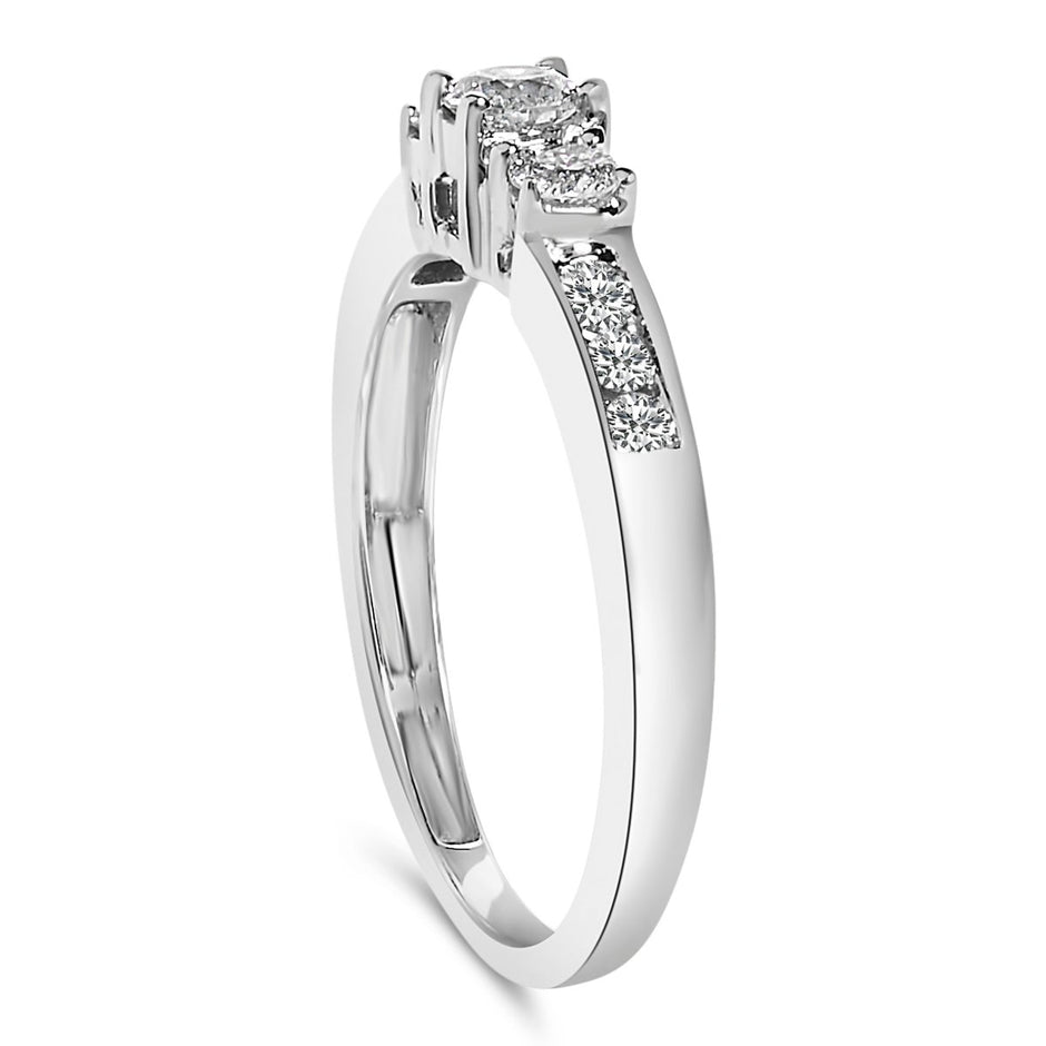 10K White Gold 1/2 Cttw Diamond Three Stone Ring - Rings - Custom Crafting Alliance, LLC