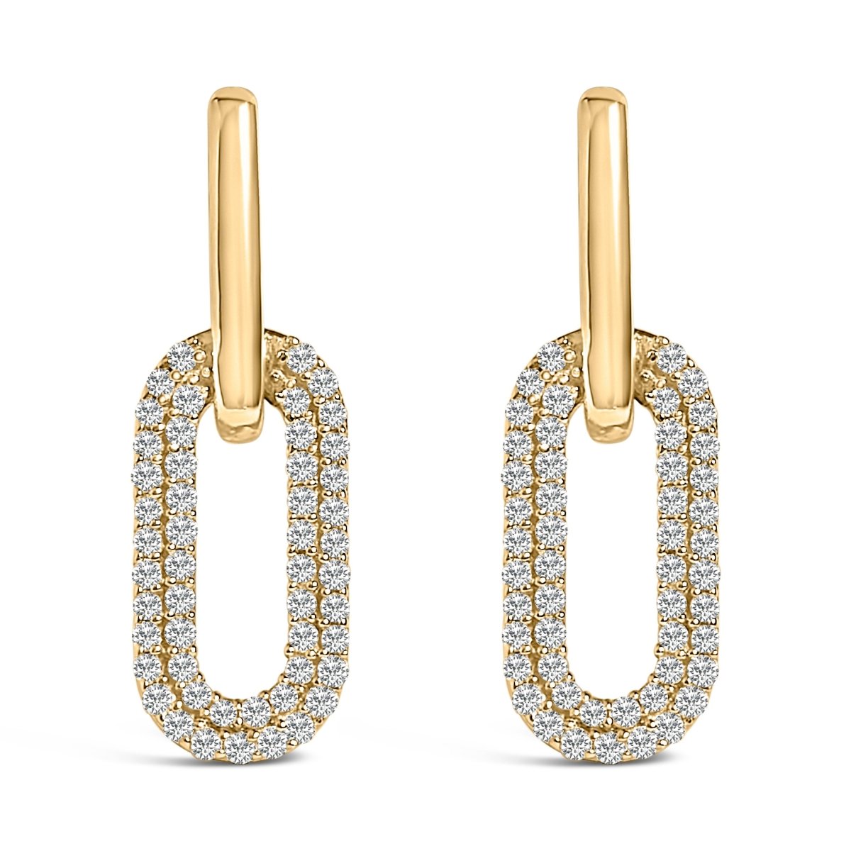 10K White Gold 1/2 Cttw Lab Grown Diamond Dangling Paperclip Drop Earrings - Earrings - Custom Crafting Alliance, LLC