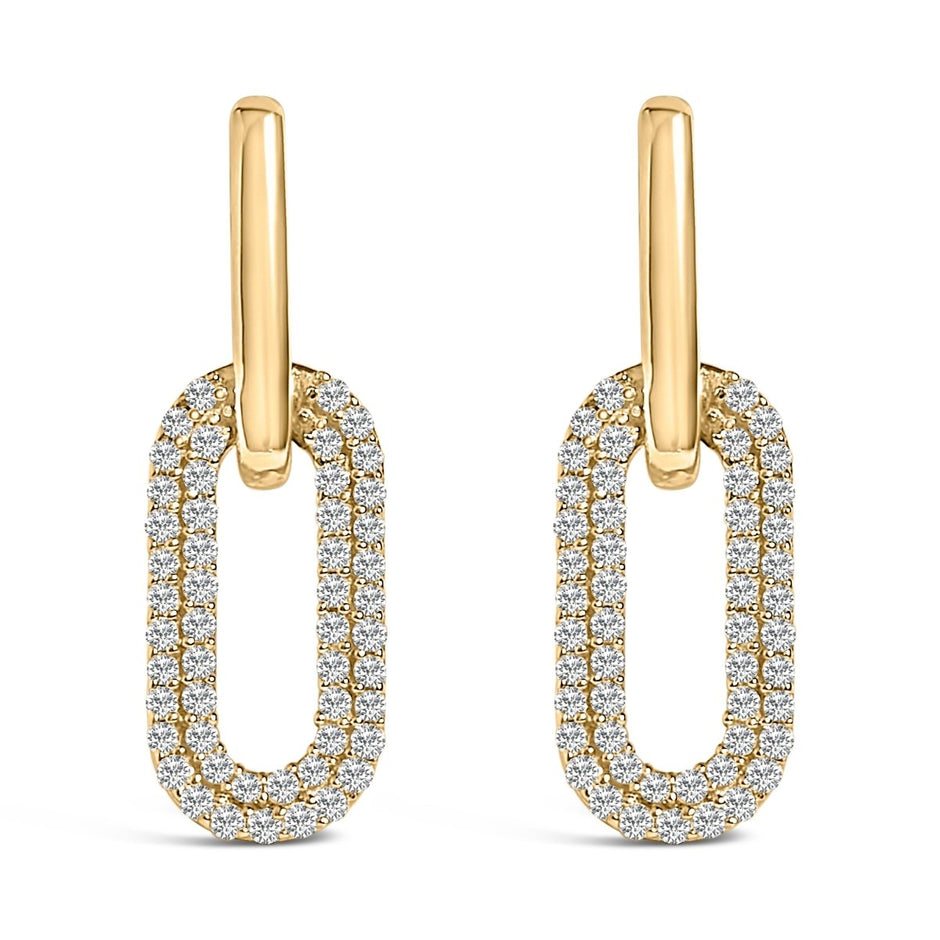 10K White Gold 1/2 Cttw Lab Grown Diamond Dangling Paperclip Drop Earrings - Earrings - Custom Crafting Alliance, LLC