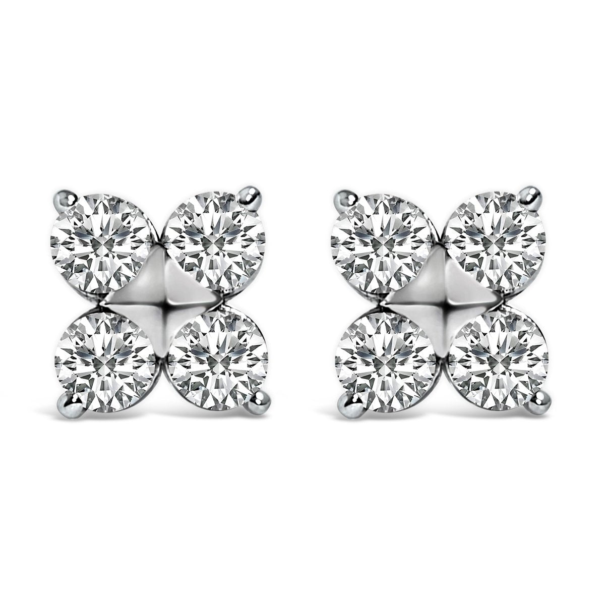 10K White Gold 1/2 Cttw Lab Grown Diamond Snowflake Stud Earrings - Earrings - Custom Crafting Alliance, LLC