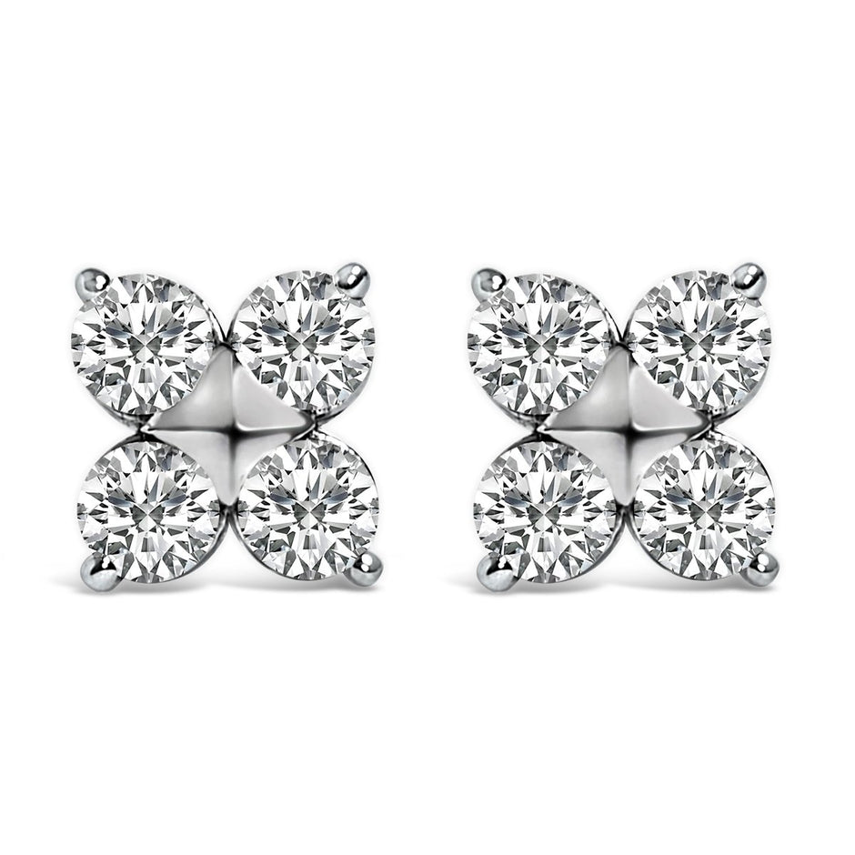 10K White Gold 1/2 Cttw Lab Grown Diamond Snowflake Stud Earrings - Earrings - Custom Crafting Alliance, LLC