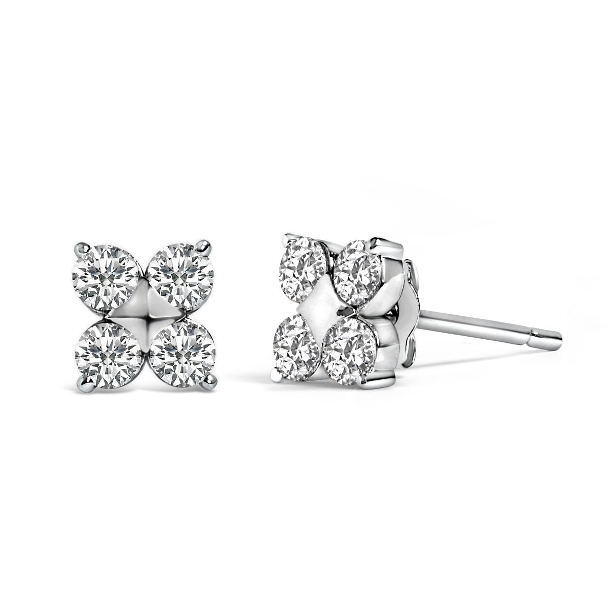 10K White Gold 1/2 Cttw Lab Grown Diamond Snowflake Stud Earrings - Earrings - Custom Crafting Alliance, LLC