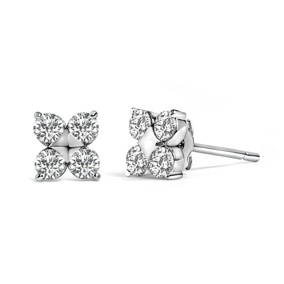 10K White Gold 1/2 Cttw Lab Grown Diamond Snowflake Stud Earrings - Earrings - Custom Crafting Alliance, LLC