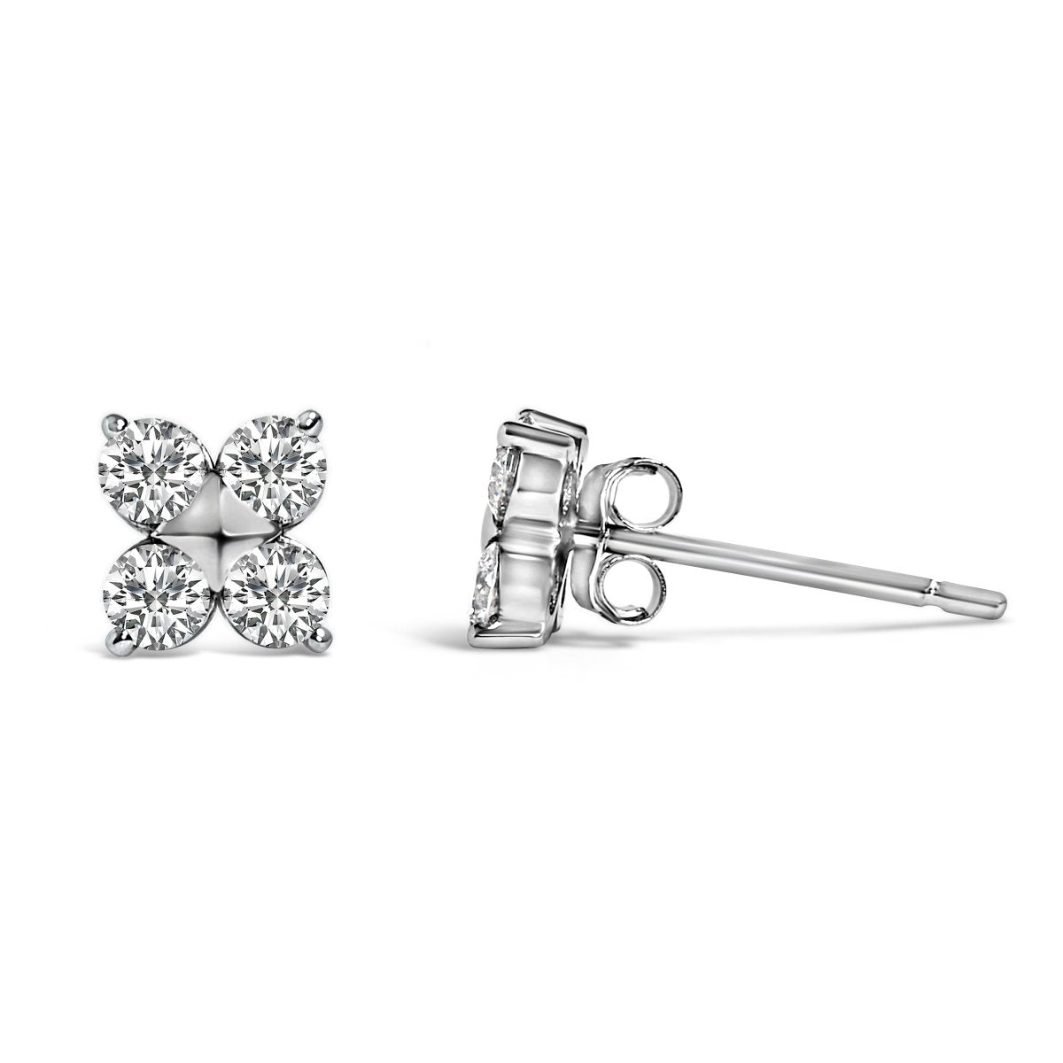 10K White Gold 1/2 Cttw Lab Grown Diamond Snowflake Stud Earrings - Earrings - Custom Crafting Alliance, LLC
