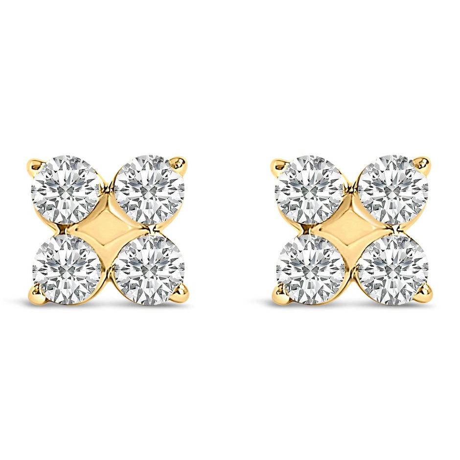 10K White Gold 1/2 Cttw Lab Grown Diamond Snowflake Stud Earrings - Earrings - Custom Crafting Alliance, LLC