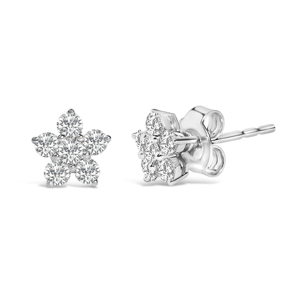10K White Gold 1/2 Cttw Lab Grown Diamond Star Stud Earrings - Earrings - Custom Crafting Alliance, LLC