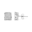 10K White Gold 1/2 Cttw Princess Cut Diamond Square Shaped Multi Stone Stud Earrings (H-I Color, SI1-SI2 Clarity) - Earrings - Custom Crafting Alliance, LLC