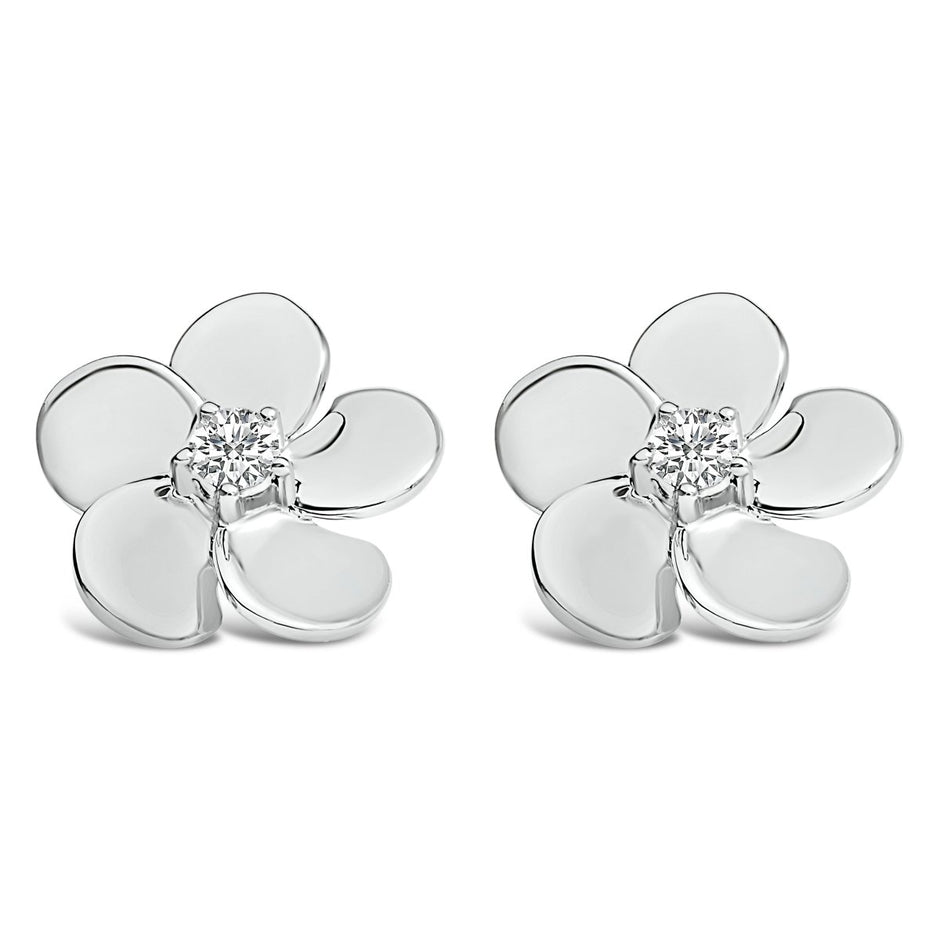 10K White Gold 1/3 Cttw Lab Grown Diamond Flower Petal Stud Earrings - Earrings - Custom Crafting Alliance, LLC