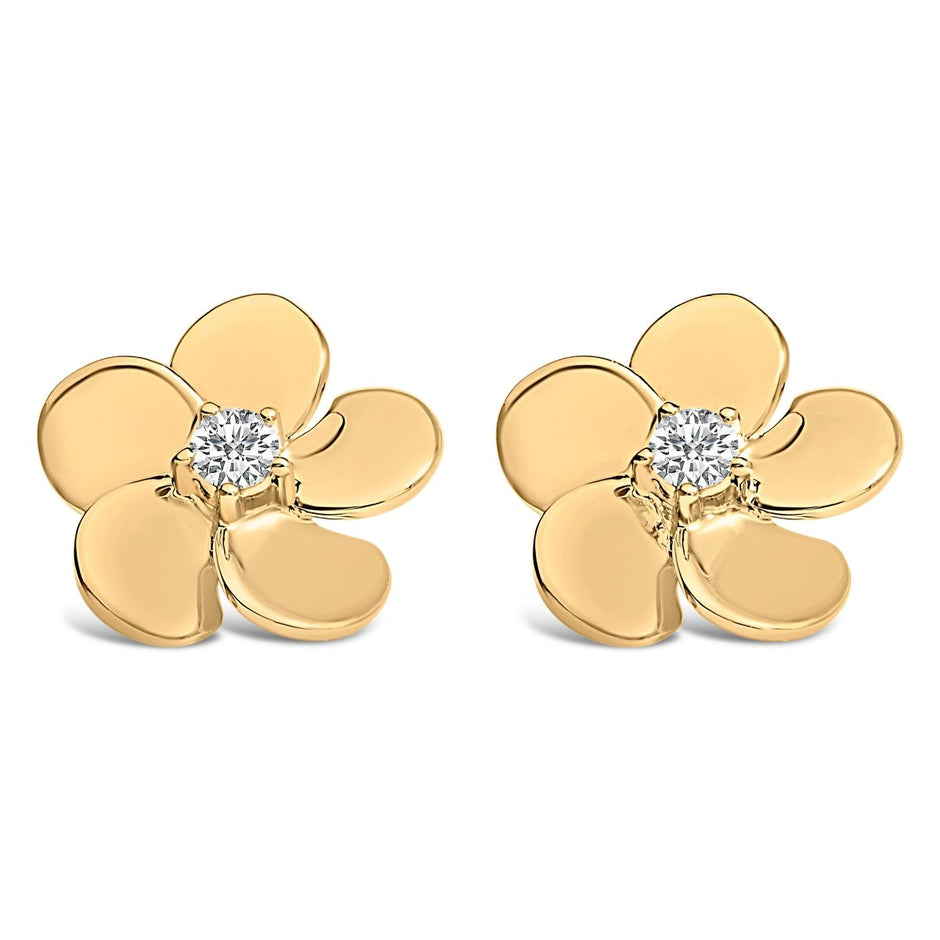 10K White Gold 1/3 Cttw Lab Grown Diamond Flower Petal Stud Earrings - Earrings - Custom Crafting Alliance, LLC