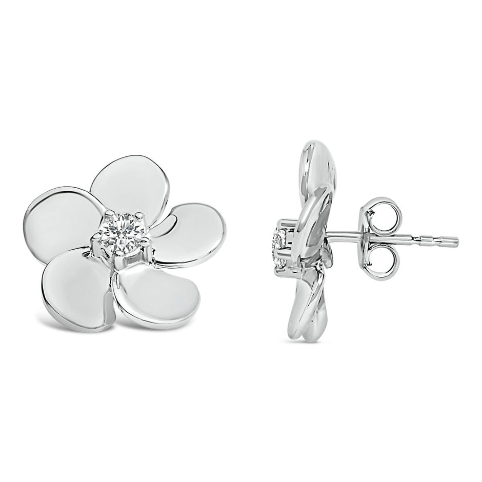 10K White Gold 1/3 Cttw Lab Grown Diamond Flower Petal Stud Earrings - Earrings - Custom Crafting Alliance, LLC