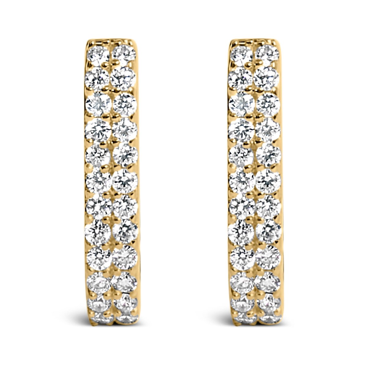 10K White Gold 1/4 Cttw Lab Grown Diamond Double Row Huggie Hoop Earrings - Earrings - Custom Crafting Alliance, LLC
