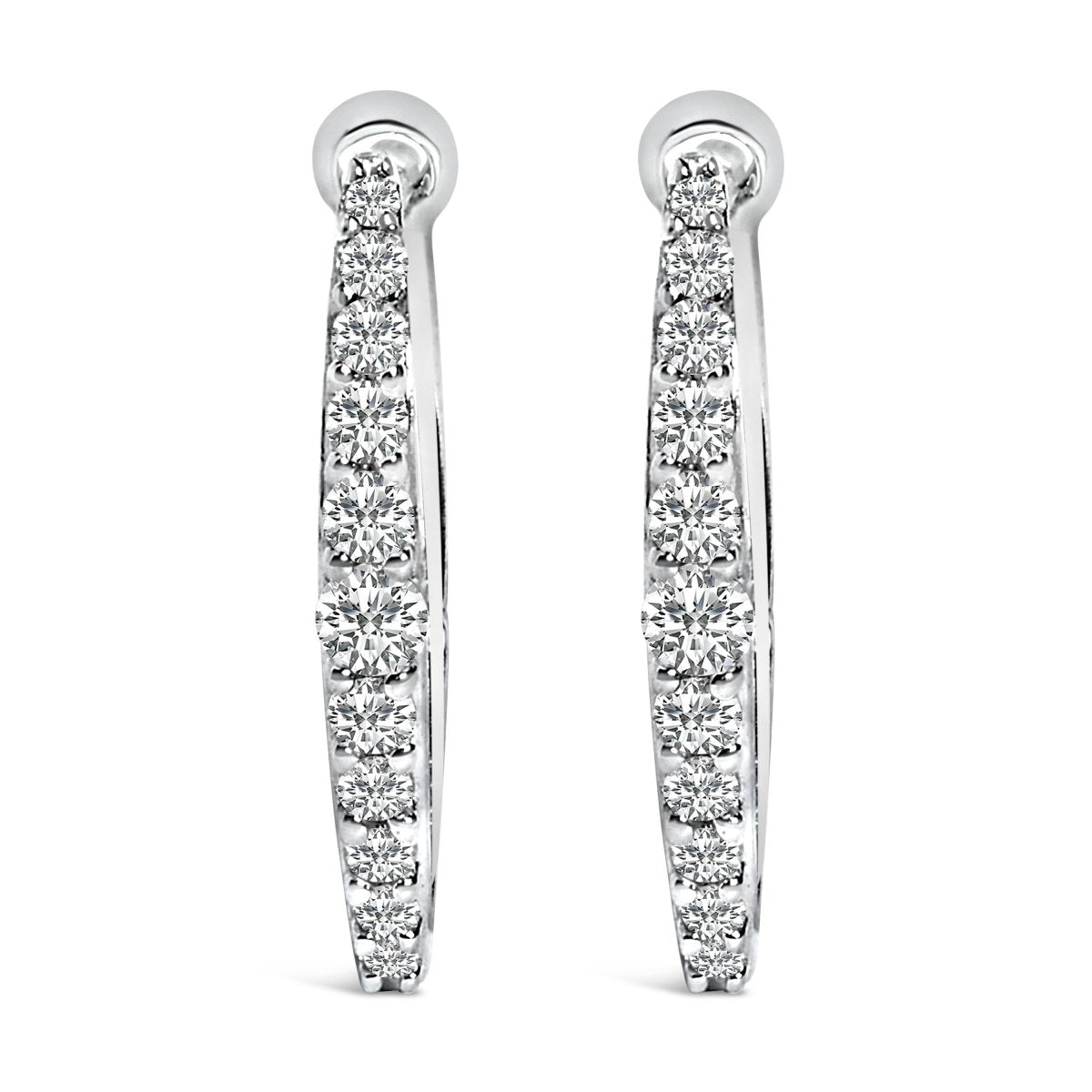 10K White Gold 1/4 Cttw Lab Grown Diamond Heart Shaped Huggy Hoop Earrings - Earrings - Custom Crafting Alliance, LLC
