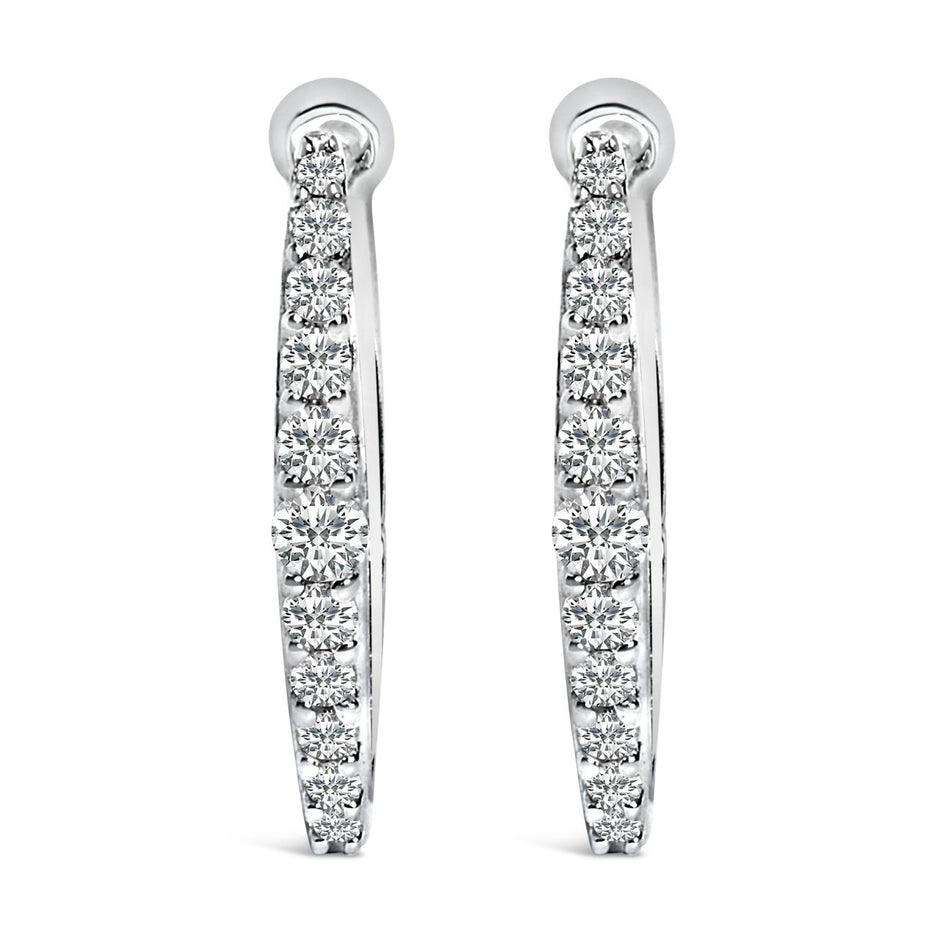 10K White Gold 1/4 Cttw Lab Grown Diamond Heart Shaped Huggy Hoop Earrings - Earrings - Custom Crafting Alliance, LLC