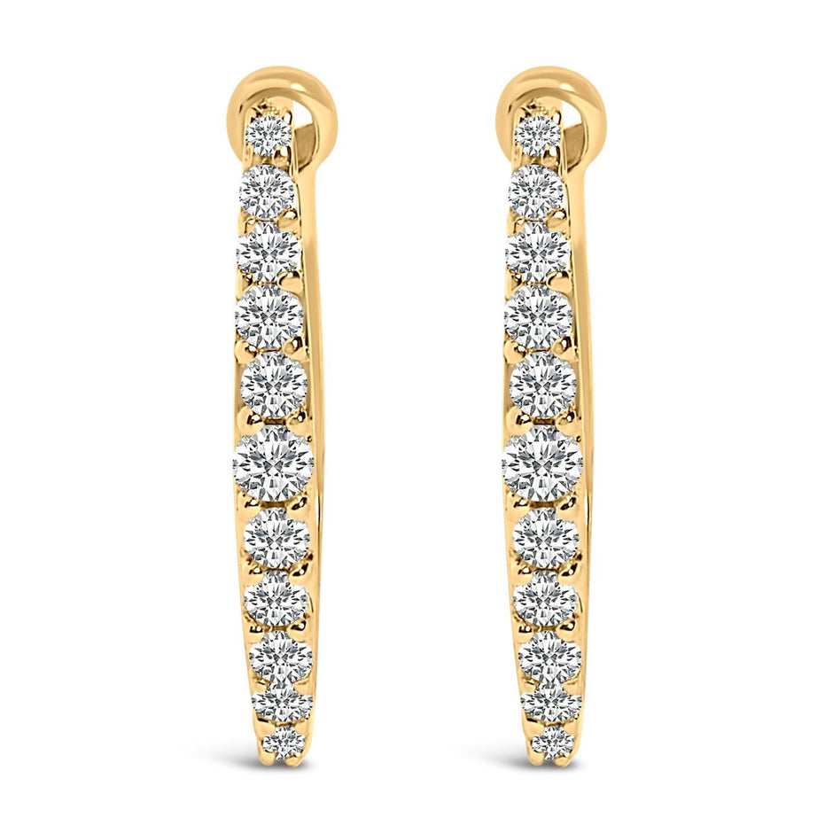 10K White Gold 1/4 Cttw Lab Grown Diamond Heart Shaped Huggy Hoop Earrings - Earrings - Custom Crafting Alliance, LLC