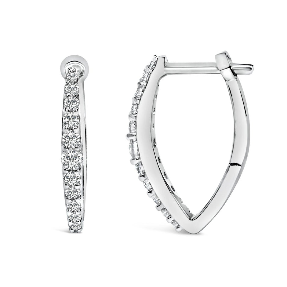 10K White Gold 1/4 Cttw Lab Grown Diamond Heart Shaped Huggy Hoop Earrings - Earrings - Custom Crafting Alliance, LLC