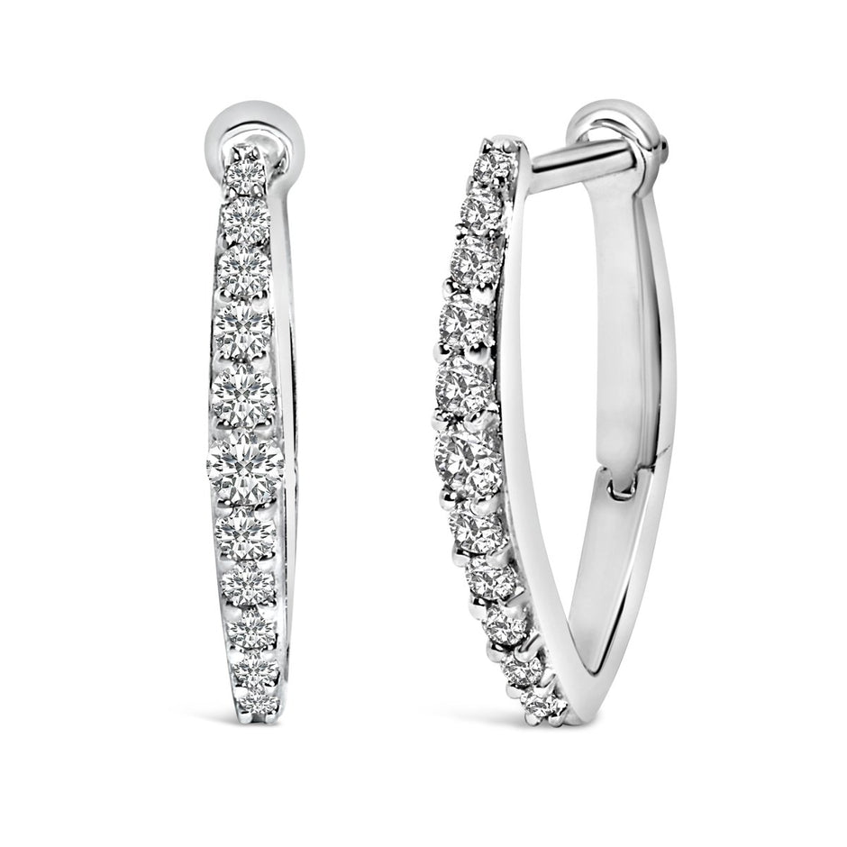 10K White Gold 1/4 Cttw Lab Grown Diamond Heart Shaped Huggy Hoop Earrings - Earrings - Custom Crafting Alliance, LLC