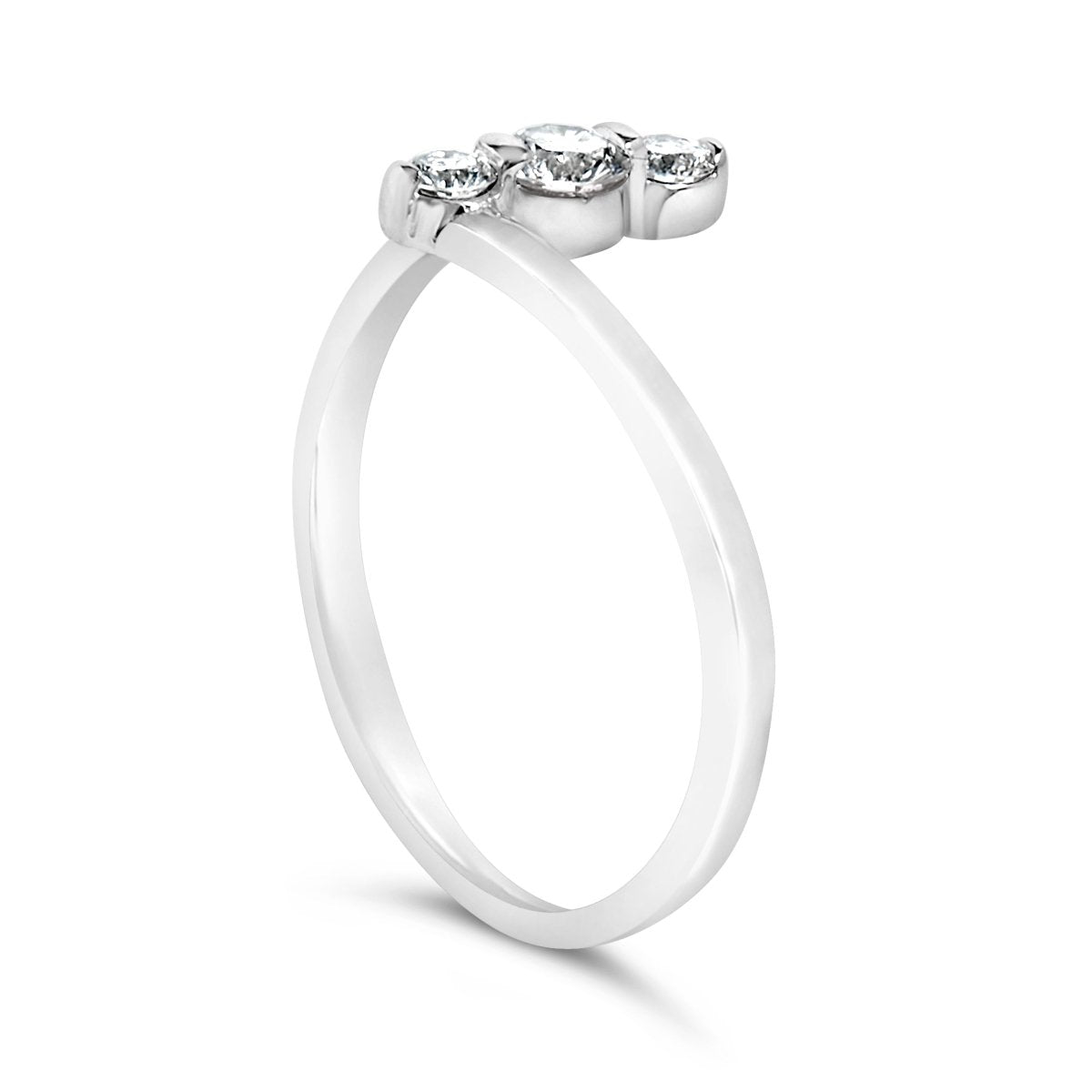 10K White Gold 1/4 Cttw Lab Grown Diamond Vertical Three Stone Ring - Rings - Custom Crafting Alliance, LLC