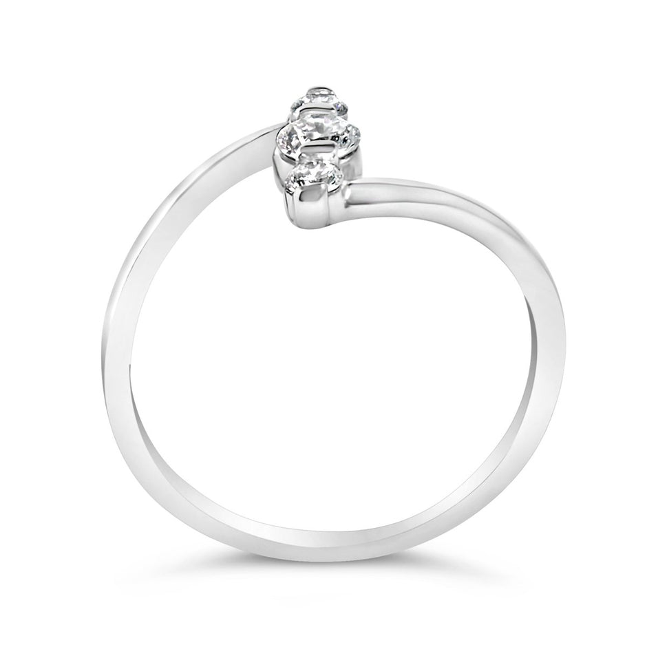 10K White Gold 1/4 Cttw Lab Grown Diamond Vertical Three Stone Ring - Rings - Custom Crafting Alliance, LLC