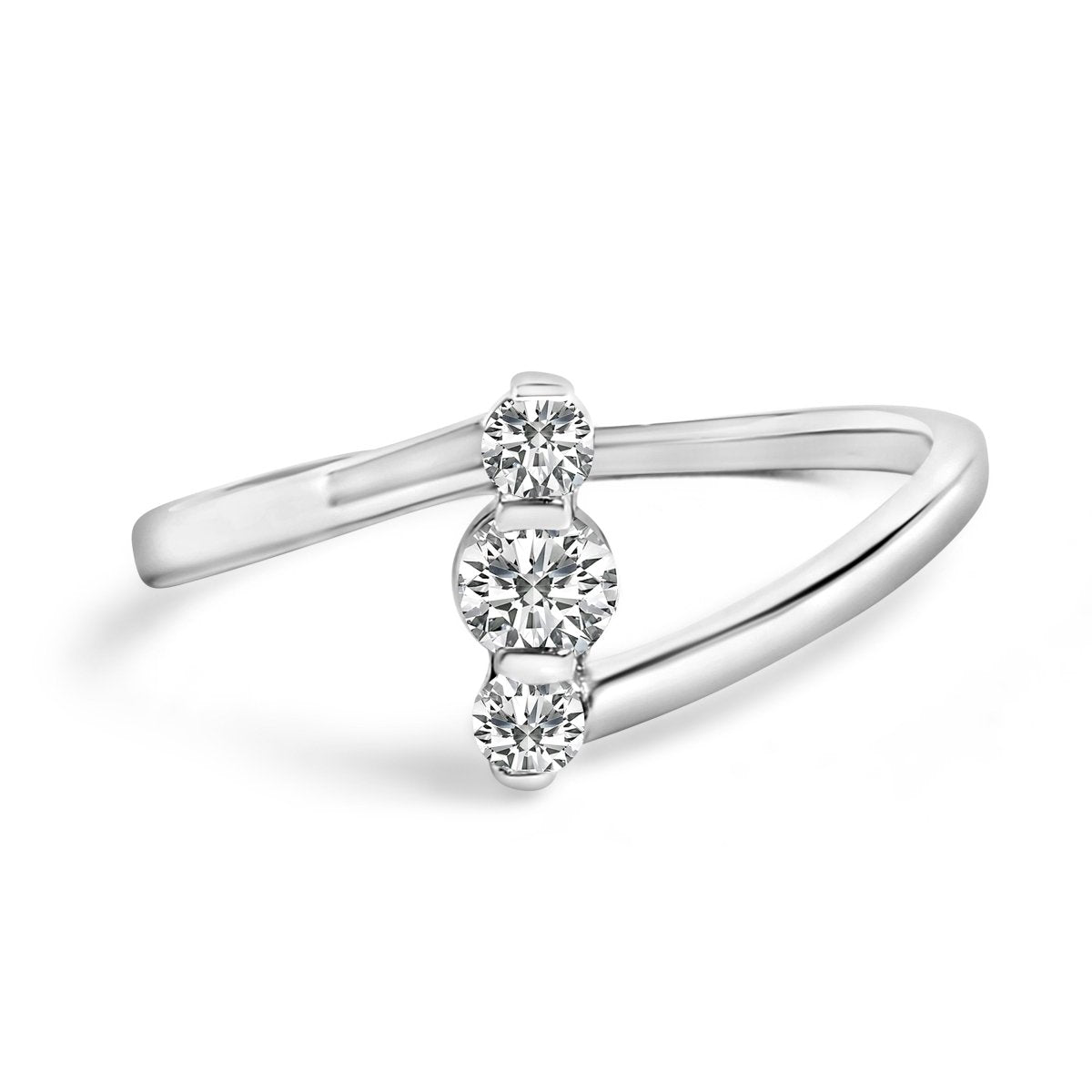 10K White Gold 1/4 Cttw Lab Grown Diamond Vertical Three Stone Ring - Rings - Custom Crafting Alliance, LLC