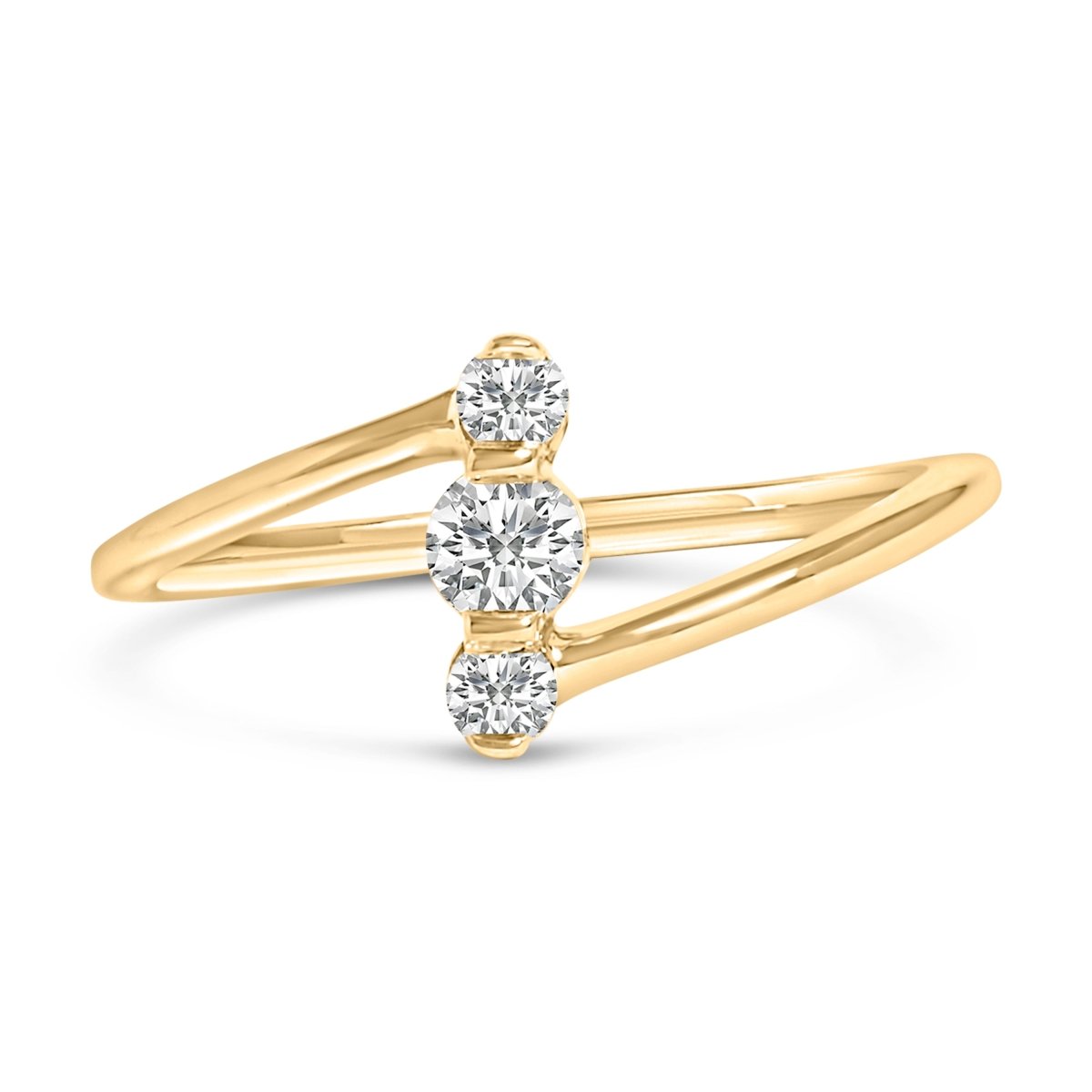 10K White Gold 1/4 Cttw Lab Grown Diamond Vertical Three Stone Ring - Rings - Custom Crafting Alliance, LLC