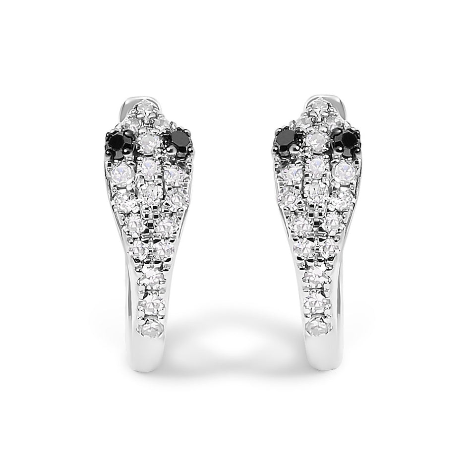 10K White Gold 1/5 Cttw Diamond Snake Eyes Huggy Hoop Earrings - Earrings - Custom Crafting Alliance, LLC