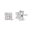 10K White Gold 1/7 Cttw Round and Baguette Diamond Mosaic Square Stud Earrings (H-I Color, I1-I2 Clarity) - Earrings - Custom Crafting Alliance, LLC