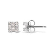 10K White Gold 1/7 Cttw Round and Baguette Diamond Mosaic Square Stud Earrings (H-I Color, I1-I2 Clarity) - Earrings - Custom Crafting Alliance, LLC