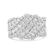 10K White Gold 3.00 Cttw Diamond Multi Row Cluster Band Ring (I-J Color, I3 Clarity) - Size 7 - Rings - Custom Crafting Alliance, LLC
