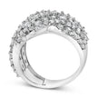 10K White Gold 3.00 Cttw Diamond Multi Row Cluster Band Ring (I-J Color, I3 Clarity) - Size 7 - Rings - Custom Crafting Alliance, LLC