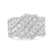 10K White Gold 3.00 Cttw Diamond Multi Row Cluster Band Ring (I-J Color, I3 Clarity) - Size 7 - Rings - Custom Crafting Alliance, LLC