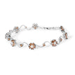10K White Gold 4.0 Cttw Champagne and White Diamond Floral Cluster and Station Link Bracelet (H-I Color, SI2-I1 Clarity) - 7