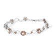 10K White Gold 4.0 Cttw Champagne and White Diamond Floral Cluster and Station Link Bracelet (H-I Color, SI2-I1 Clarity) - 7