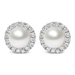 10K White Gold 4.5mm Cultured Freshwater Pearl and 1/7 Cttw Diamond Halo Stud Earring (I-J Color, I1-I2 Clarity) - Earrings - Custom Crafting Alliance, LLC