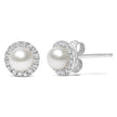 10K White Gold 4.5mm Cultured Freshwater Pearl and 1/7 Cttw Diamond Halo Stud Earring (I-J Color, I1-I2 Clarity) - Earrings - Custom Crafting Alliance, LLC