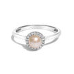 10K White Gold 5MM Cultured Freshwater Pearl and Diamond Halo Ring (I-J Color, I1-I2 Clarity) - Ring Size 6.5 - Rings - Custom Crafting Alliance, LLC