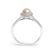 10K White Gold 5MM Cultured Freshwater Pearl and Diamond Halo Ring (I-J Color, I1-I2 Clarity) - Ring Size 6.5 - Rings - Custom Crafting Alliance, LLC
