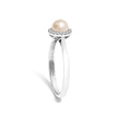 10K White Gold 5MM Cultured Freshwater Pearl and Diamond Halo Ring (I-J Color, I1-I2 Clarity) - Ring Size 6.5 - Rings - Custom Crafting Alliance, LLC