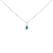 10K White Gold 5x3mm Green Emerald and Diamond Accent Halo Pear Shape 18
