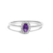 10K White Gold 5X3MM Oval Purple Amethyst and Diamond Accent Halo Ring (I-J Color, I1-I2 Clarity) - Ring Size 6.5 - Rings - Custom Crafting Alliance, LLC