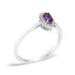 10K White Gold 5X3MM Oval Purple Amethyst and Diamond Accent Halo Ring (I-J Color, I1-I2 Clarity) - Ring Size 6.5 - Rings - Custom Crafting Alliance, LLC