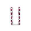 10K White Gold Alternating Diamond and Red Ruby Huggy Hoop Earrings (I-J Color, I1-I2 Clarity) - Earrings - Custom Crafting Alliance, LLC