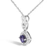 10K White Gold Blue Purple Tanzanite and Diamond Accent Cushion Drop Pendant Necklace - 18